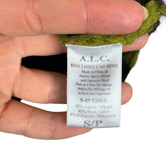 A.L.C. Alpaca Wool Blend Multi Color Stripe Boucle Knit Zipper Cardigan Sweater - Picture 14 of 16